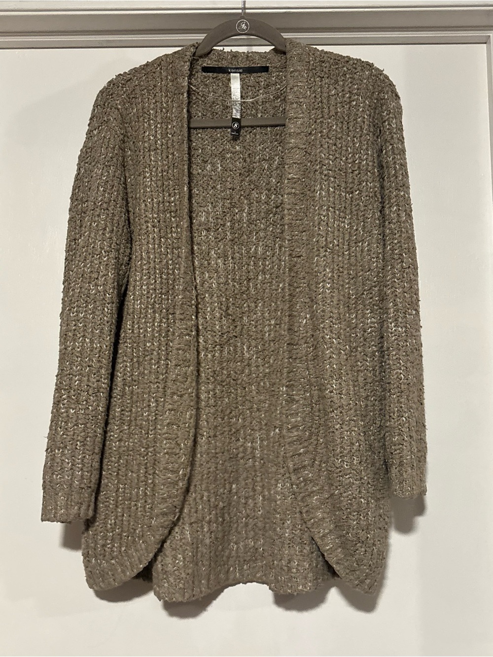 🎉Kensie Open-Front Chunky Taupe Cardigan Sweater
